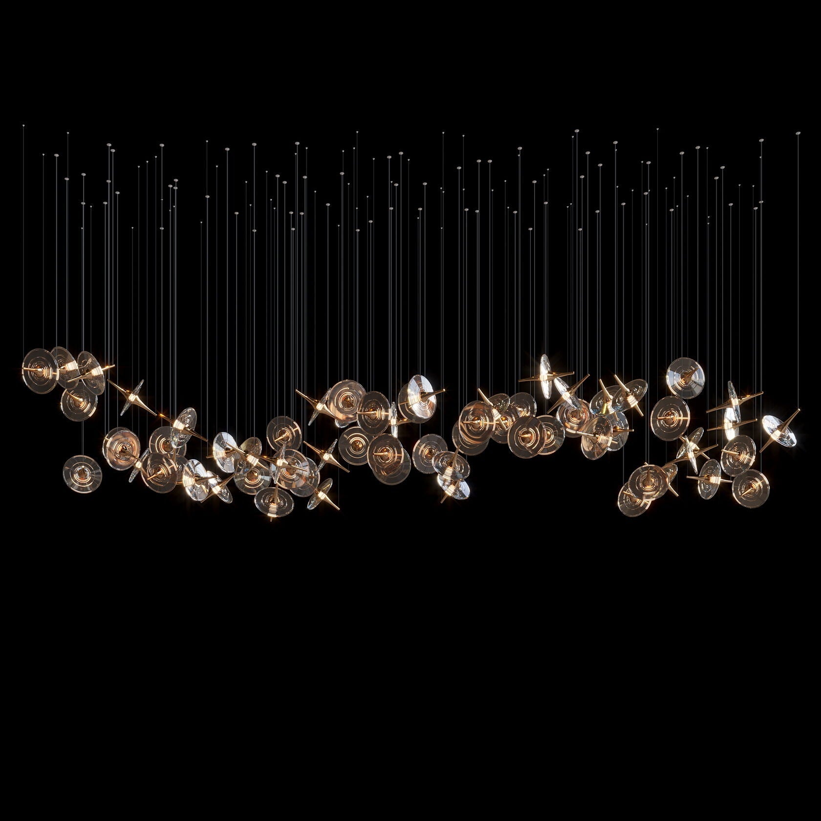 Smoke Disc Orbit Chandelier
