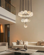Small Alabaster Cluster Globes Ceiling Pendant Light For High Ceiling