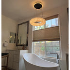 Premium 24-47 Inch Round Clear Geode Quartz Crystal Ring Pendant Light Modern Chandelier for Living Room product image