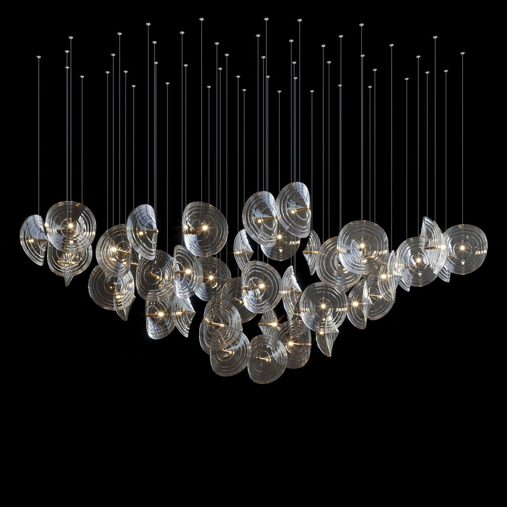Clear Ripple Disc Cluster Chandelier