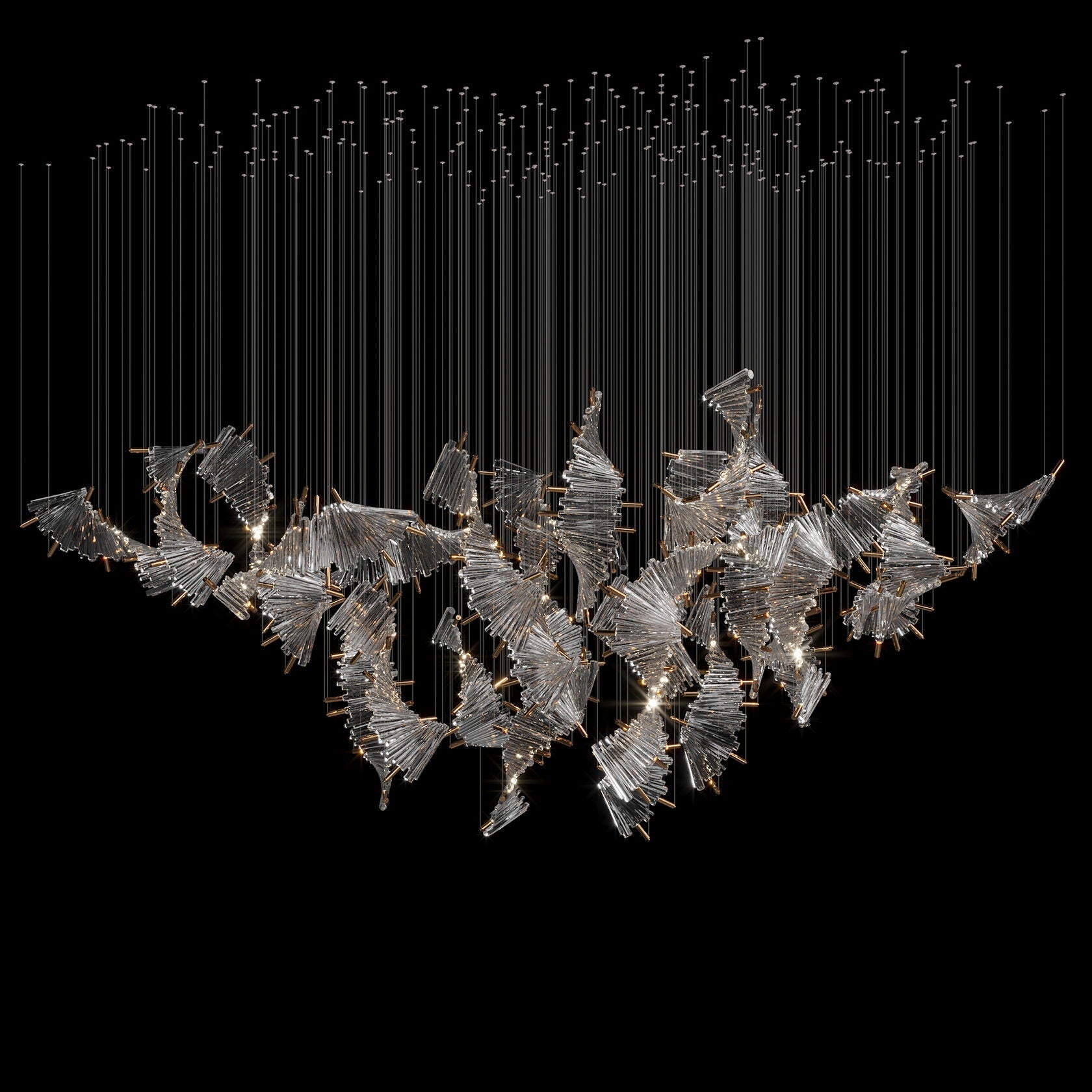 Crimson Fan Wave Chandelier