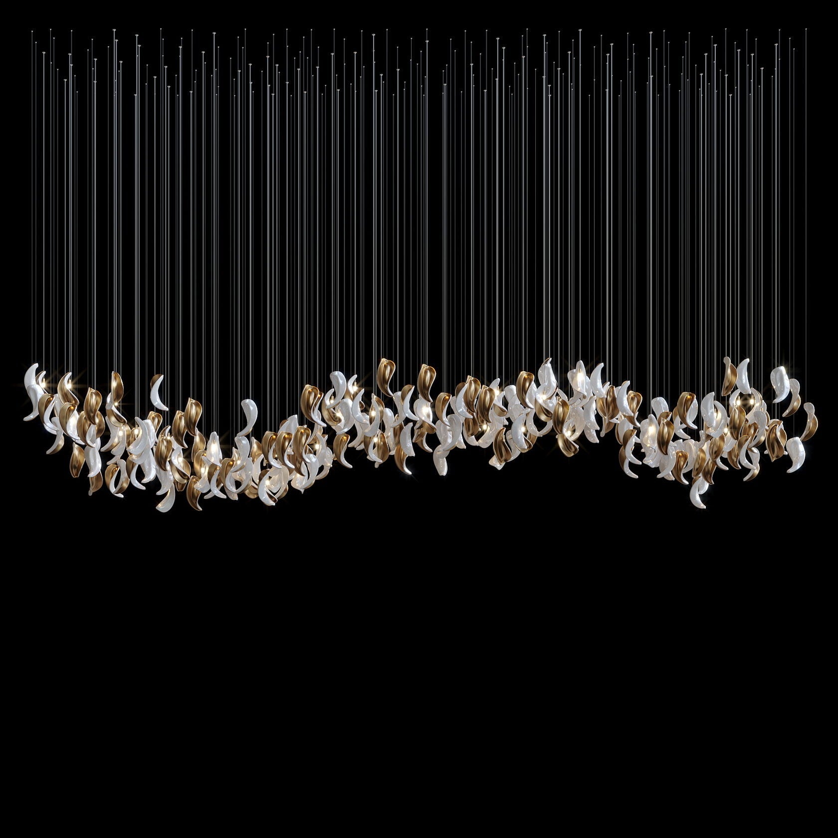 White Crescent Cascade Chandelier