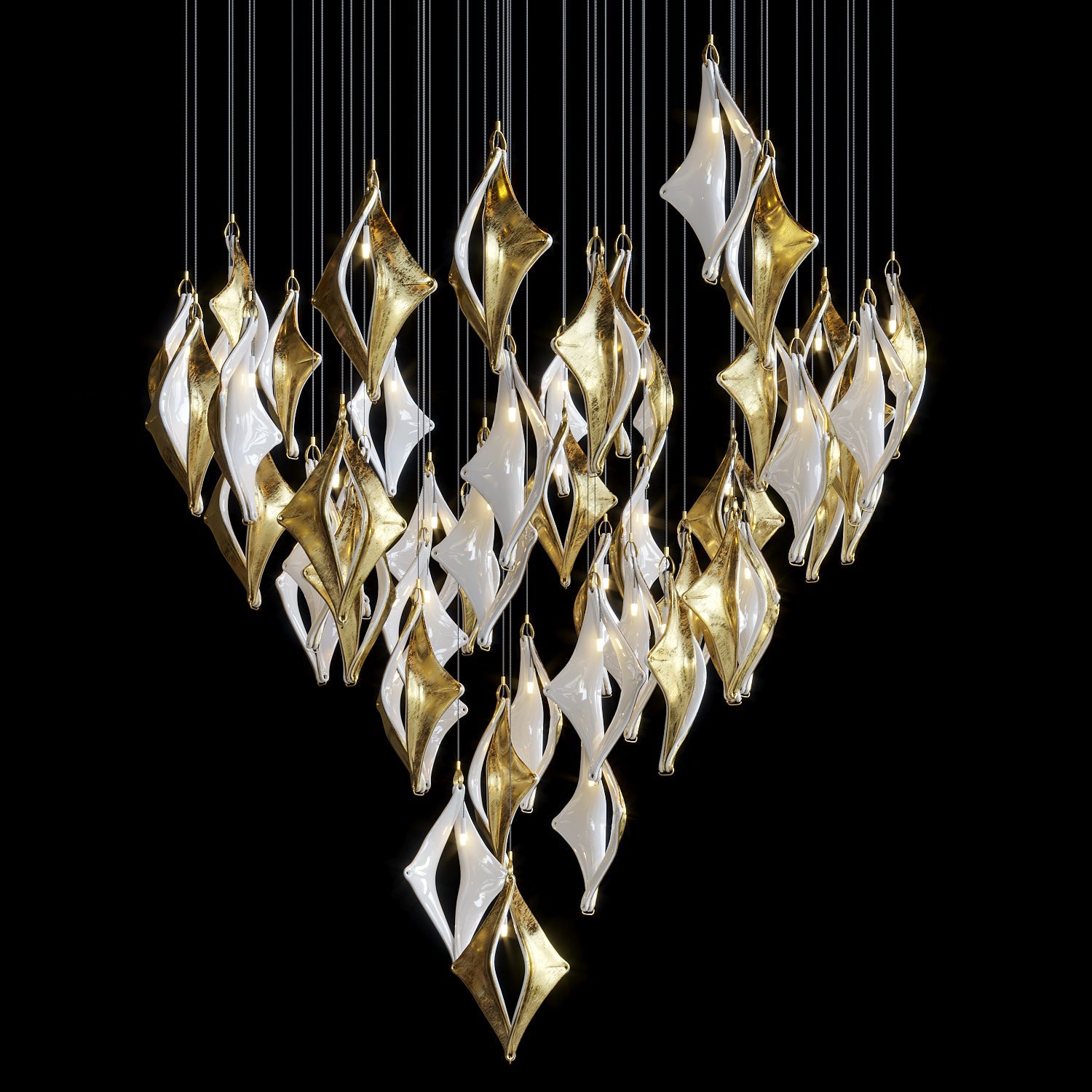 Black Gold Diamond Cascade Chandelier
