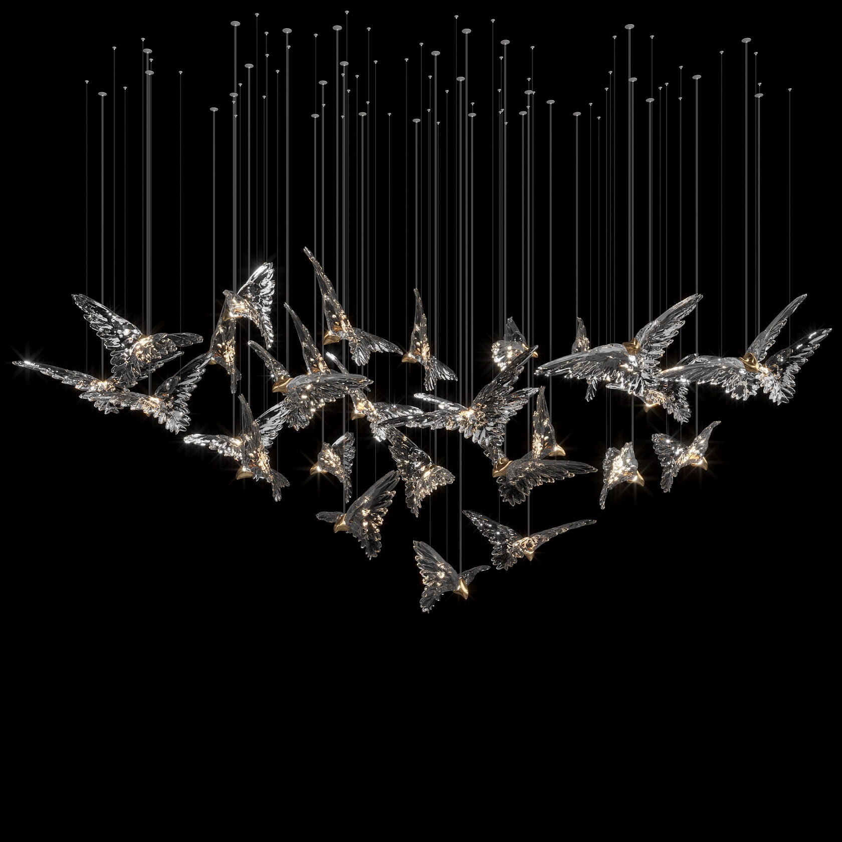 Crystal Bird Flock Chandelier