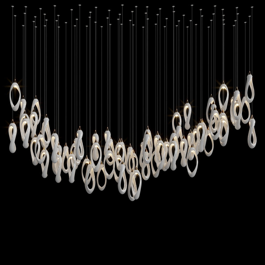 White Ribbon Loop Chandelier