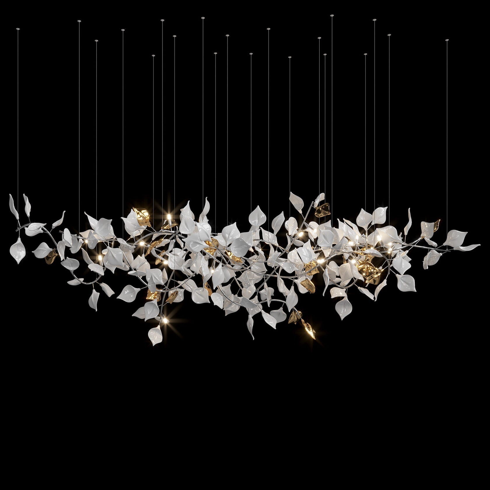 White Leaf Branch Chandelier