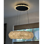 Premium 24-47 Inch Round Clear Geode Quartz Crystal Ring Pendant Light Modern Chandelier for Living Room product image