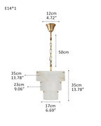 3 Tier White Round Alabaster Chain Pendant Light Fitting in Brass 10in
