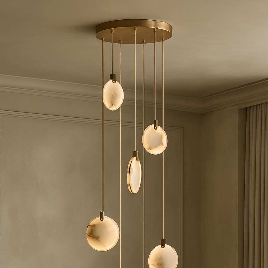 Moonshade 5-Light Alabaster Chandelier material and finish detail