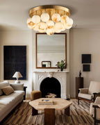 Alabaster Semi Flush Mount with Etched Opal Stone Shades by Bling Lighting Studio