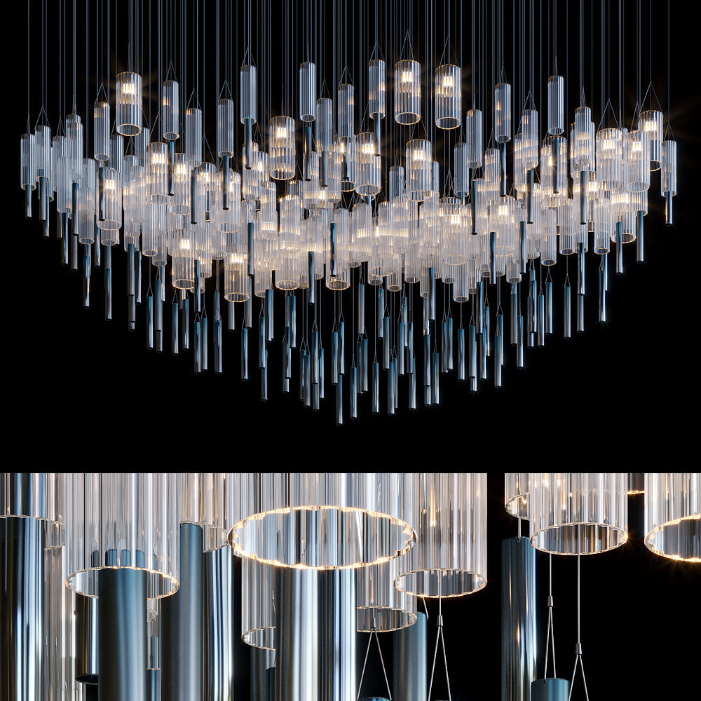 Frosted Tube Tower Chandelier