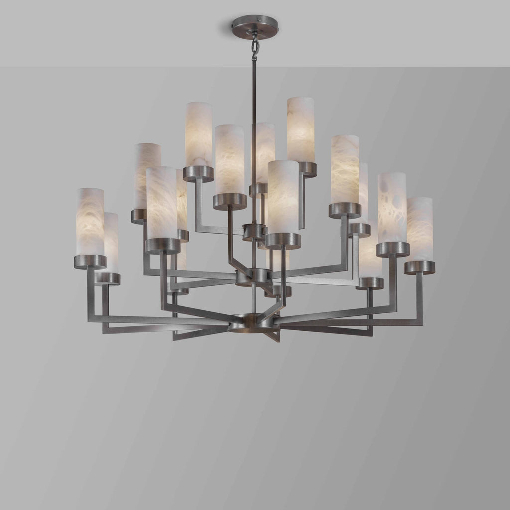 Three Tier Compass Alabaster Chandelier by Bling Lighting Studio