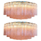 Pair Magnificent Murano Glass Chandeliers, 101 Pink Tube Glasses