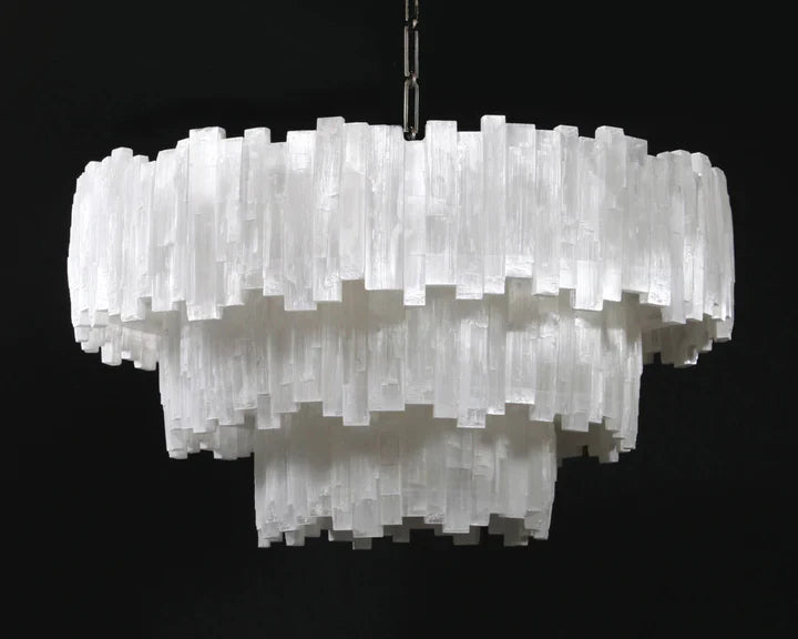 Claire 3 Tier Round Selenite Chandelier by Bling Lighting Studio