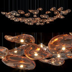 Amber Glass Pebble Cluster Chandelier