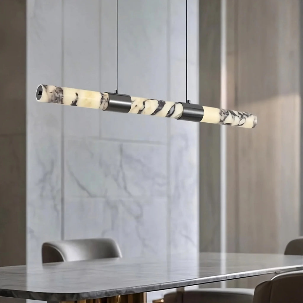 Warner Alabaster Linear Suspension Light lighting fixture detail view