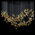 Gold Green Pod Rain Chandelier