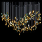 Gold Green Pod Rain Chandelier