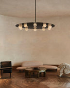 Alabaster Globes LED Disc Pendant Light in Lacquered Brass/Black Stainless Frame