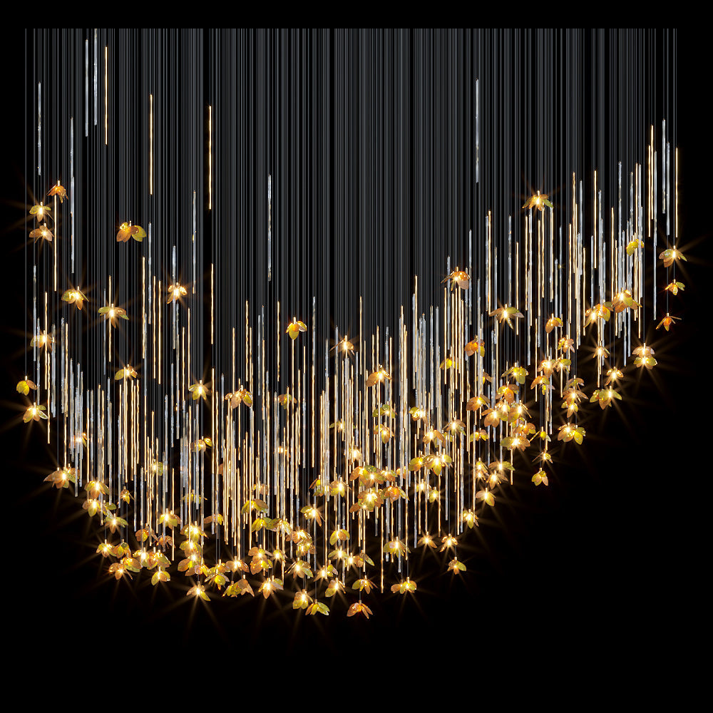 Amber Blossom Rain Chandelier