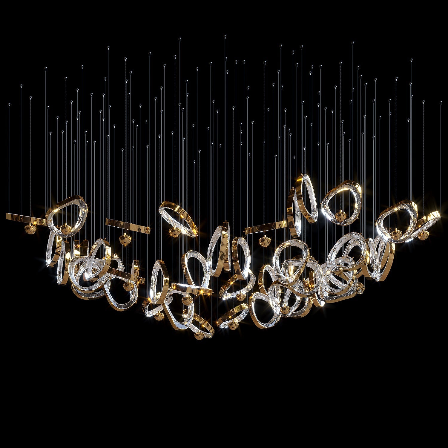 Gold Crystal Loop Chandelier