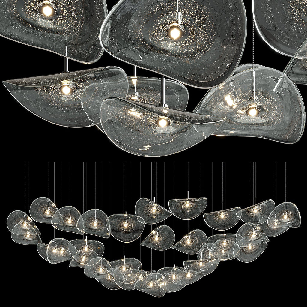 Smoke Glass Manta Cluster Chandelier