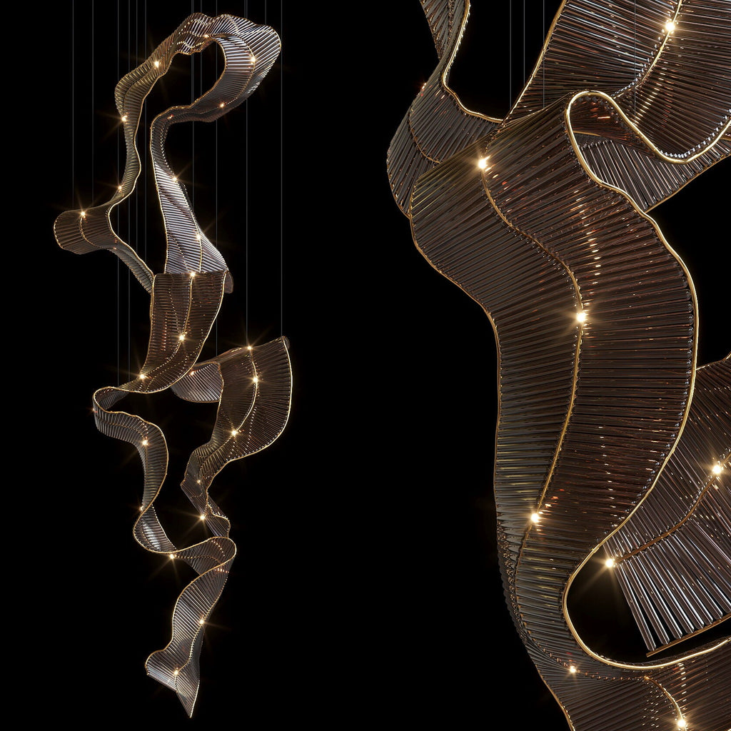 Bronze Ribbon Wave Chandelier