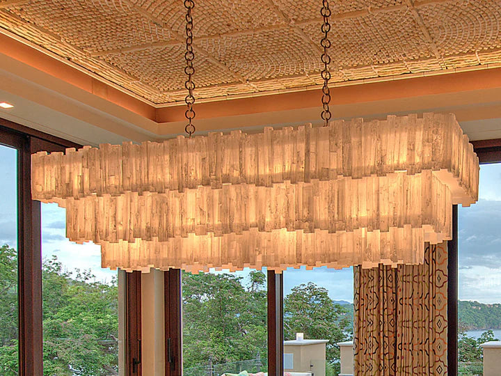 Claire 3 Tier Rectangular Selenite Chandelier by Bling Lighting Studio