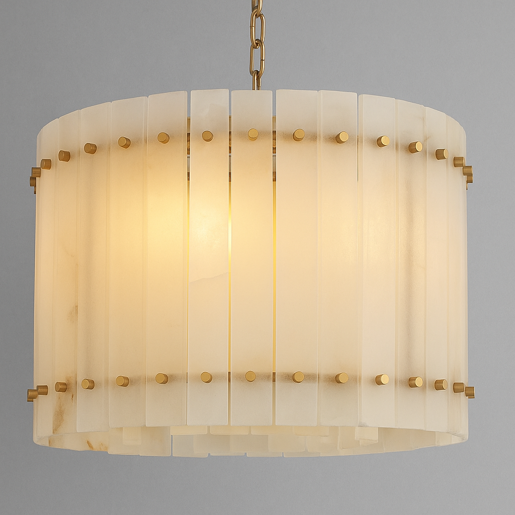 Valmont Alabaster Round Chandelier 16" material and finish detail