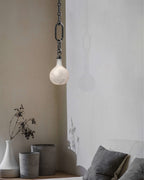 Cluster White Alabaster Globe Pendant Light with adjustable chain
