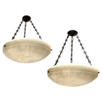 Pair of French Carved Alabaster Fixtures. Sold Individually.