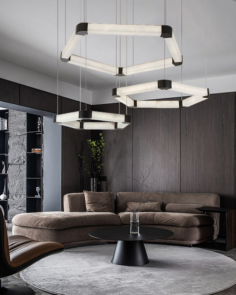 Alabaster Pentagon Ring Suspension Chandelier additional product view