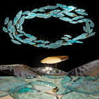 Aqua Glass Manta Orbit Chandelier