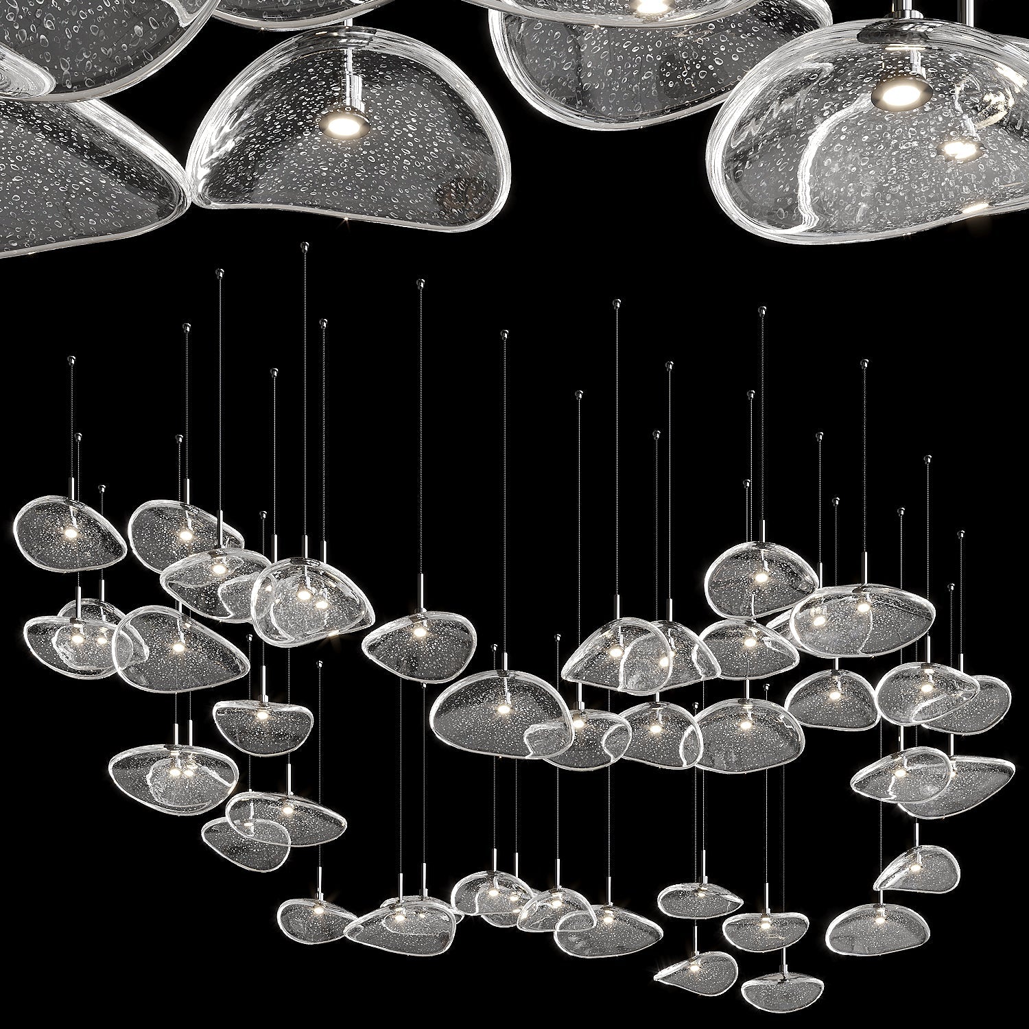 Bubble Glass Pebble Cascade Chandelier