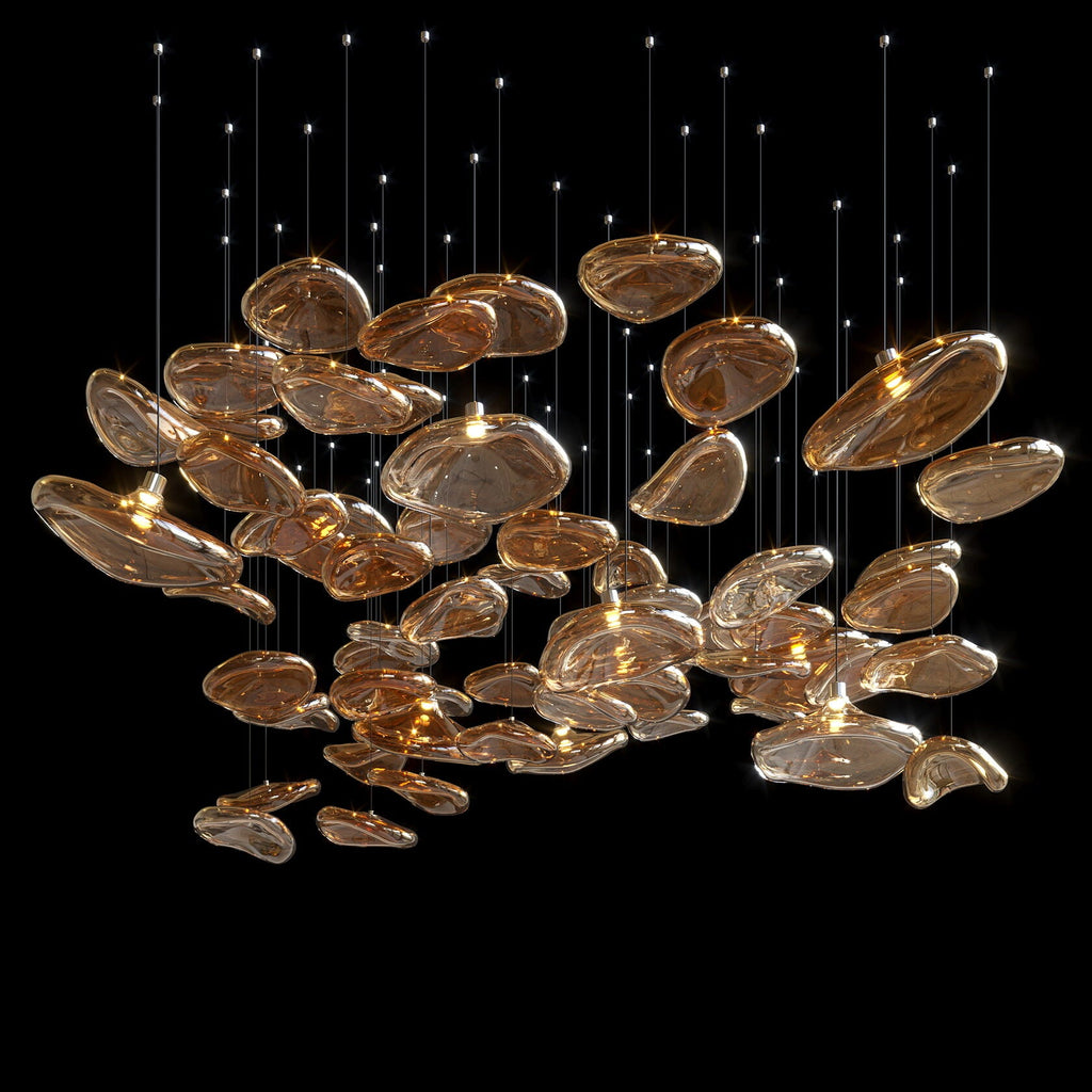 Amber Pebble Orbit Chandelier