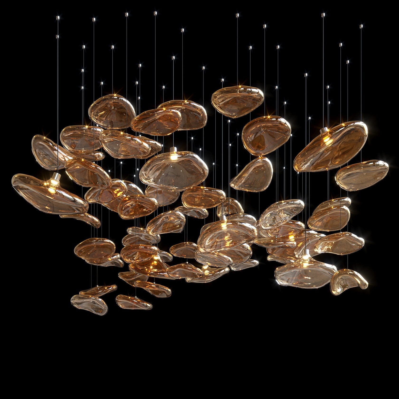 Amber Pebble Orbit Chandelier