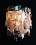 Murano Wall Lamp | 10 Pink Crostoli Glass | Set of 2