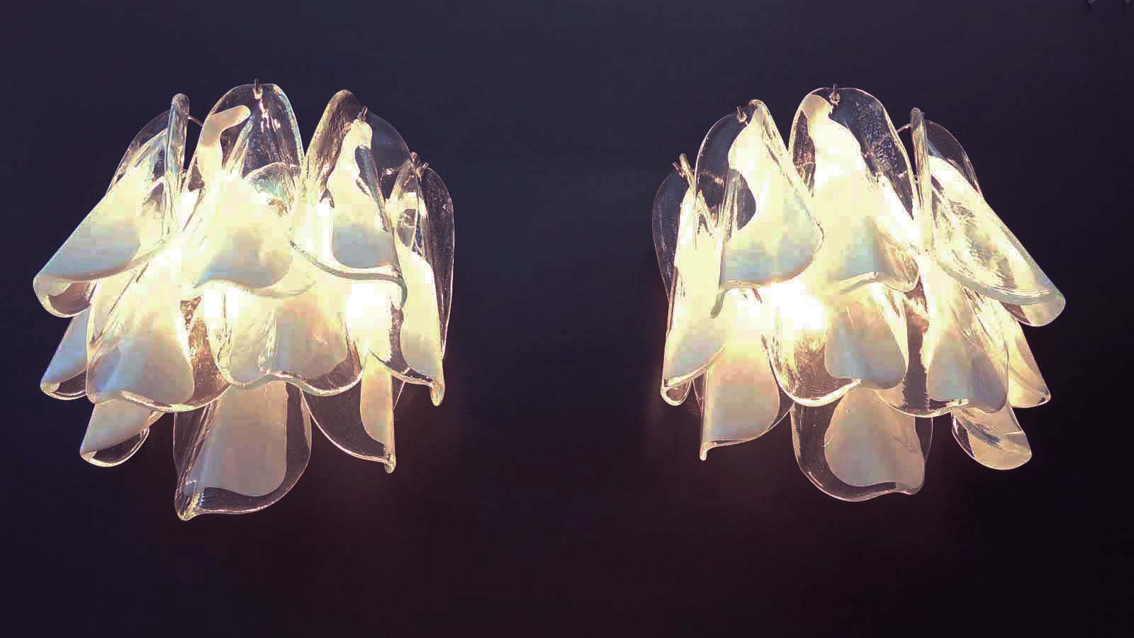 Murano Wall Lamp | 20 Clear White Rondini Glass | Set of 2