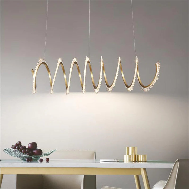 Rorie Modern Rock Crystal Spiral Chandelier, Island Chandelier by Bling Lighting Studio
