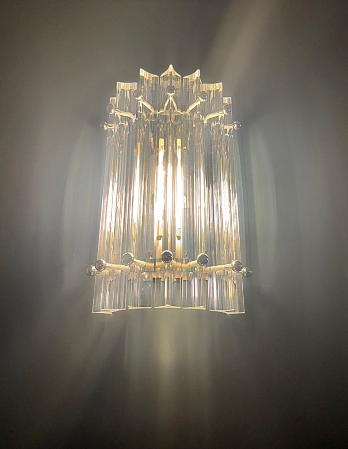 Murano Wall Lamp | 7 Clear Prism Glass | Set of 2