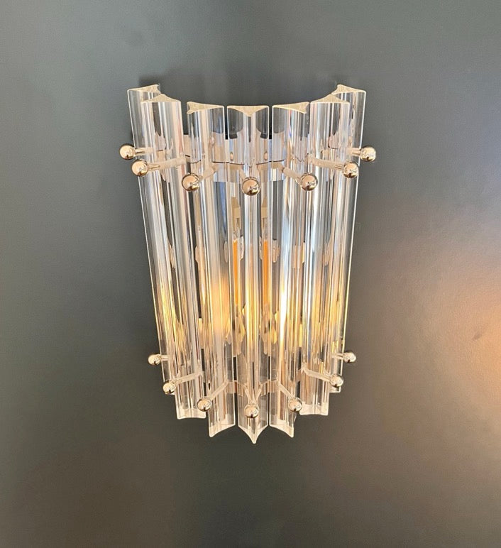 Murano Wall Lamp | 7 Clear Prism Glass | Set of 2