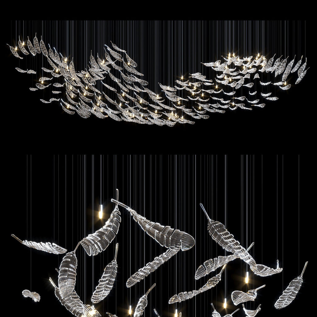 Crystal Feather Flight Chandelier