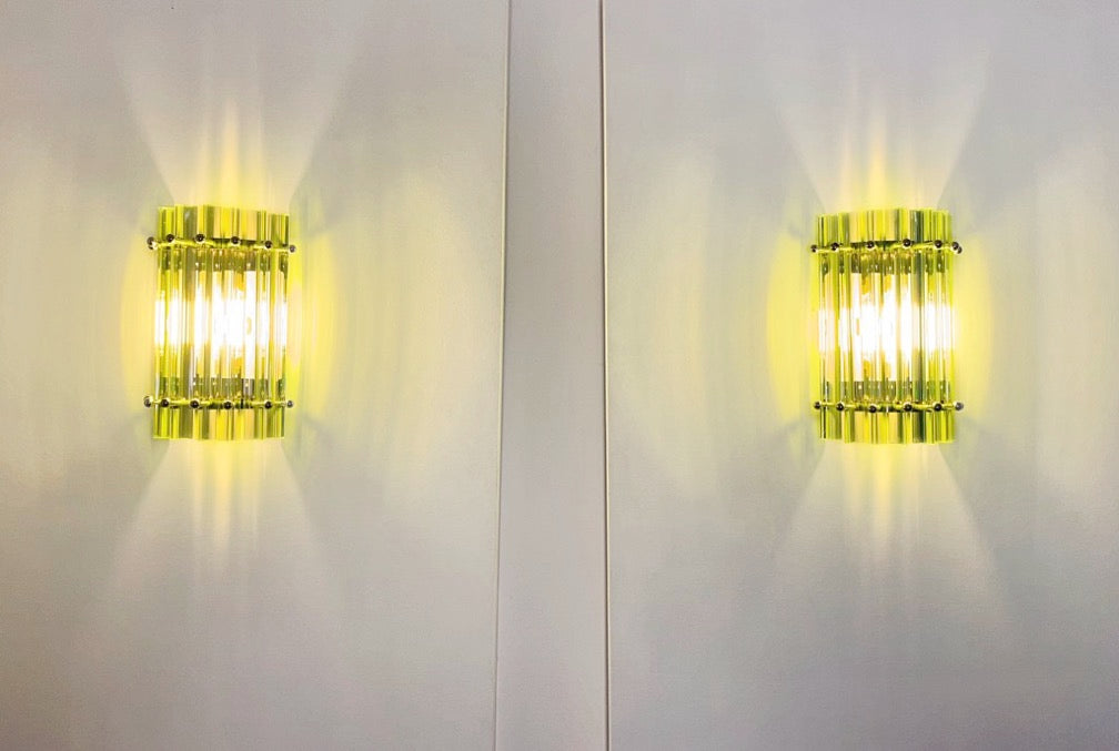 Murano Wall Lamp | 7 Green Prism Glass | Set of 2