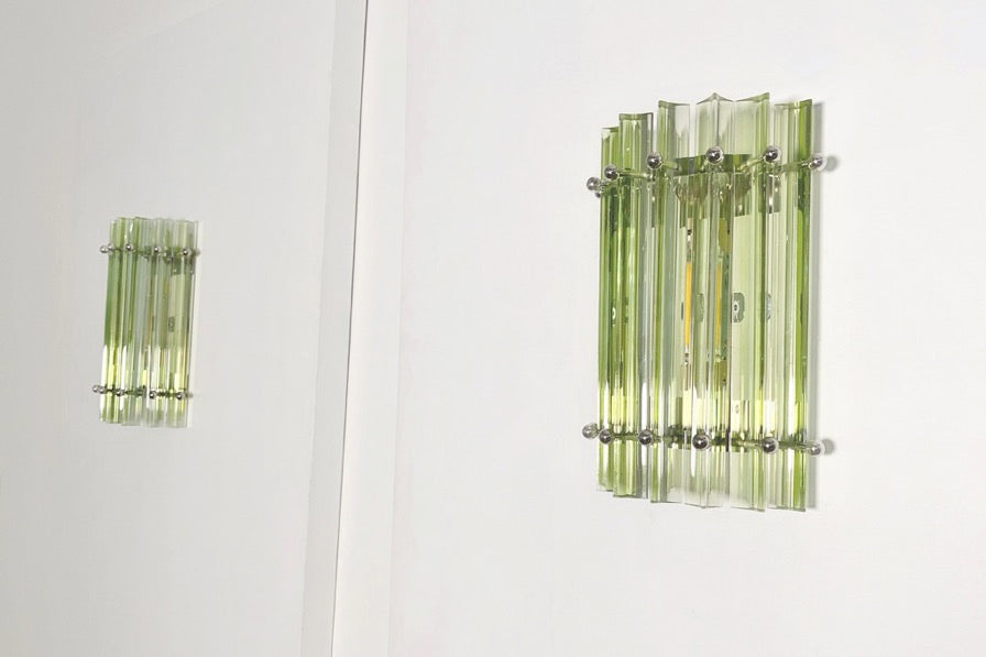 Murano Wall Lamp | 7 Green Prism Glass | Set of 2