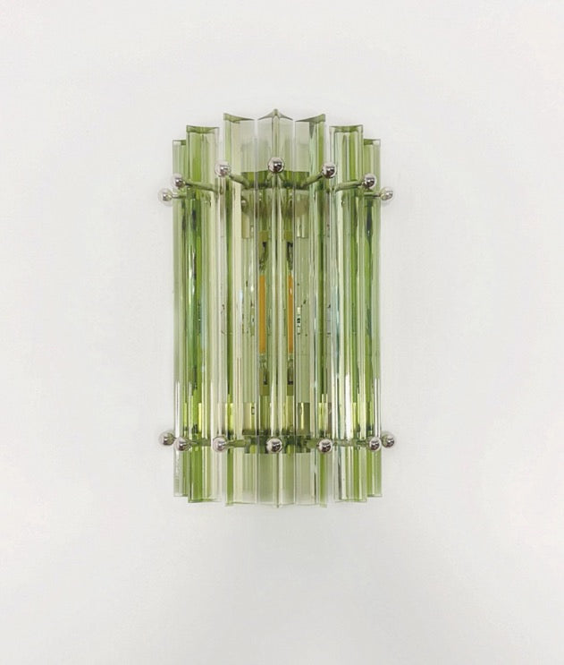 Murano Wall Lamp | 7 Green Prism Glass | Set of 2
