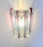 Murano Wall Lamp | 7 Clear Purple Prism Glass | Set of 2