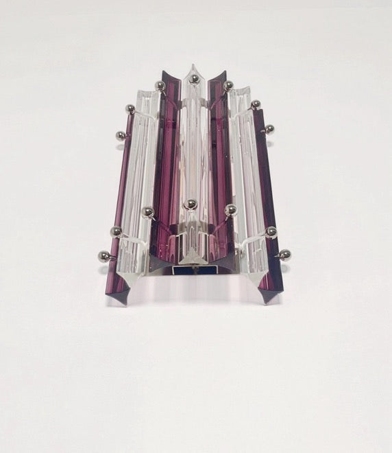 Murano Wall Lamp | 7 Clear Purple Prism Glass | Set of 2