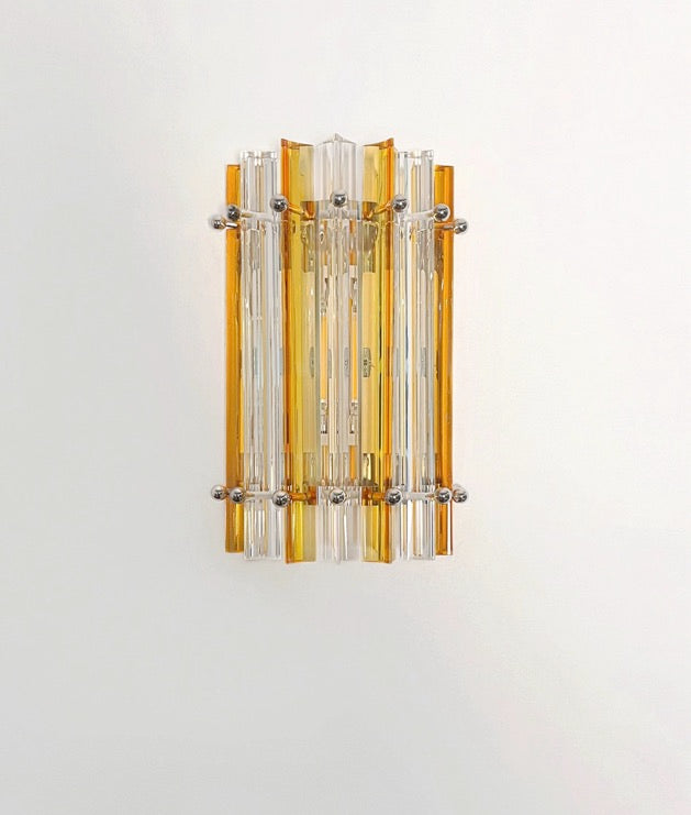 Murano Wall Lamp | 7 Clear Yellow Prism Glass | Set of 2