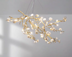Post-Modern Art Brass and Ceramics Flower Pendant Branch Chandelier for Living/Dining Room by Bling Lighting Studio