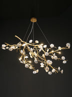 Post-Modern Art Brass and Ceramics Flower Pendant Branch Chandelier for Living/Dining Room by Bling Lighting Studio